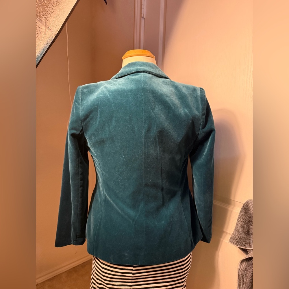 Jo Hardin vintage women’s teal velvet blazer size 10 - Picture 5 of 14
